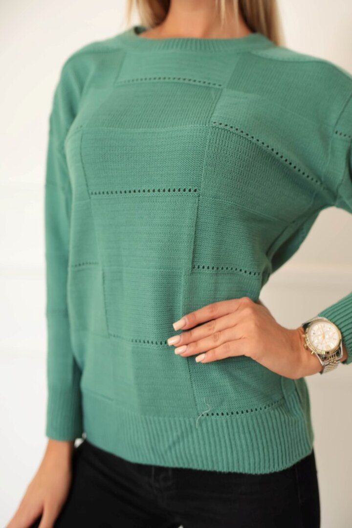 Vékony, kötött pulóver, zöld